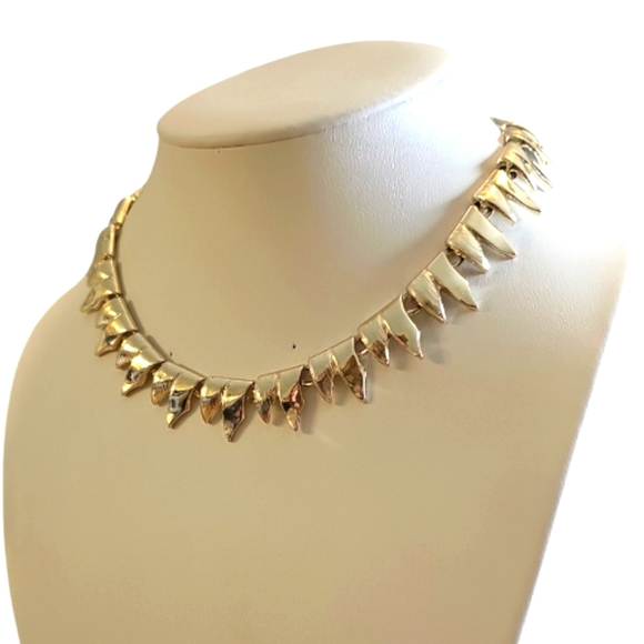 Vintage Mid-century Handcrafted Gold / Silver Tone Geometric Choker Necklace. - Picture 3 of 6